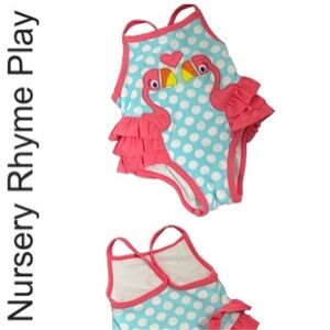 🦩🦩 Adorable Flamingo Ruffle 1Pc Swimsuit